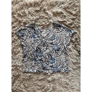 Joie 100% Linen; Blue, White, and Grey Paisley Blouse